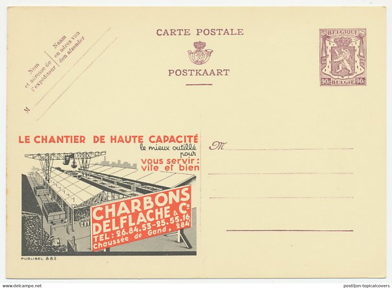 Publibel - Postal Stationery Belgium 1948 Coal - Transhipment Place - Autres & Non Classés