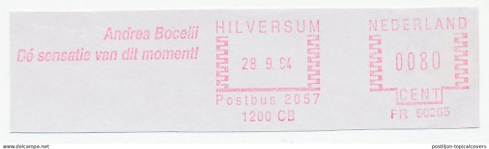 Meter Cut Netherlands 1994 Andrea Bocelli - The Sensation Of This Moment - Muziek
