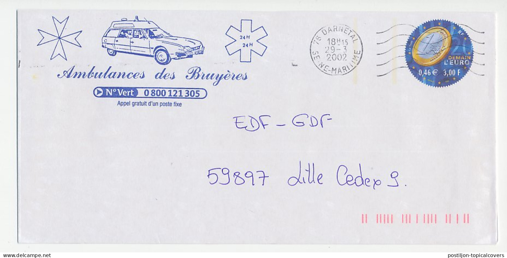 Postal Stationery / PAP France 2002 Car - Ambulance - Altri & Non Classificati