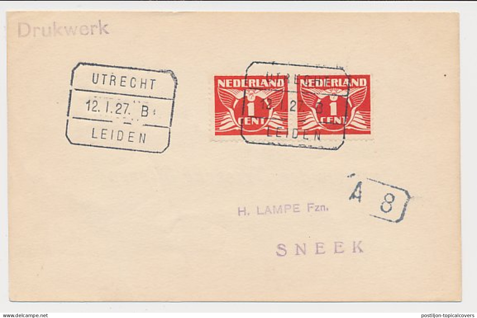 Treinblokstempel : Utrecht - Leiden B 1927 - Non Classificati