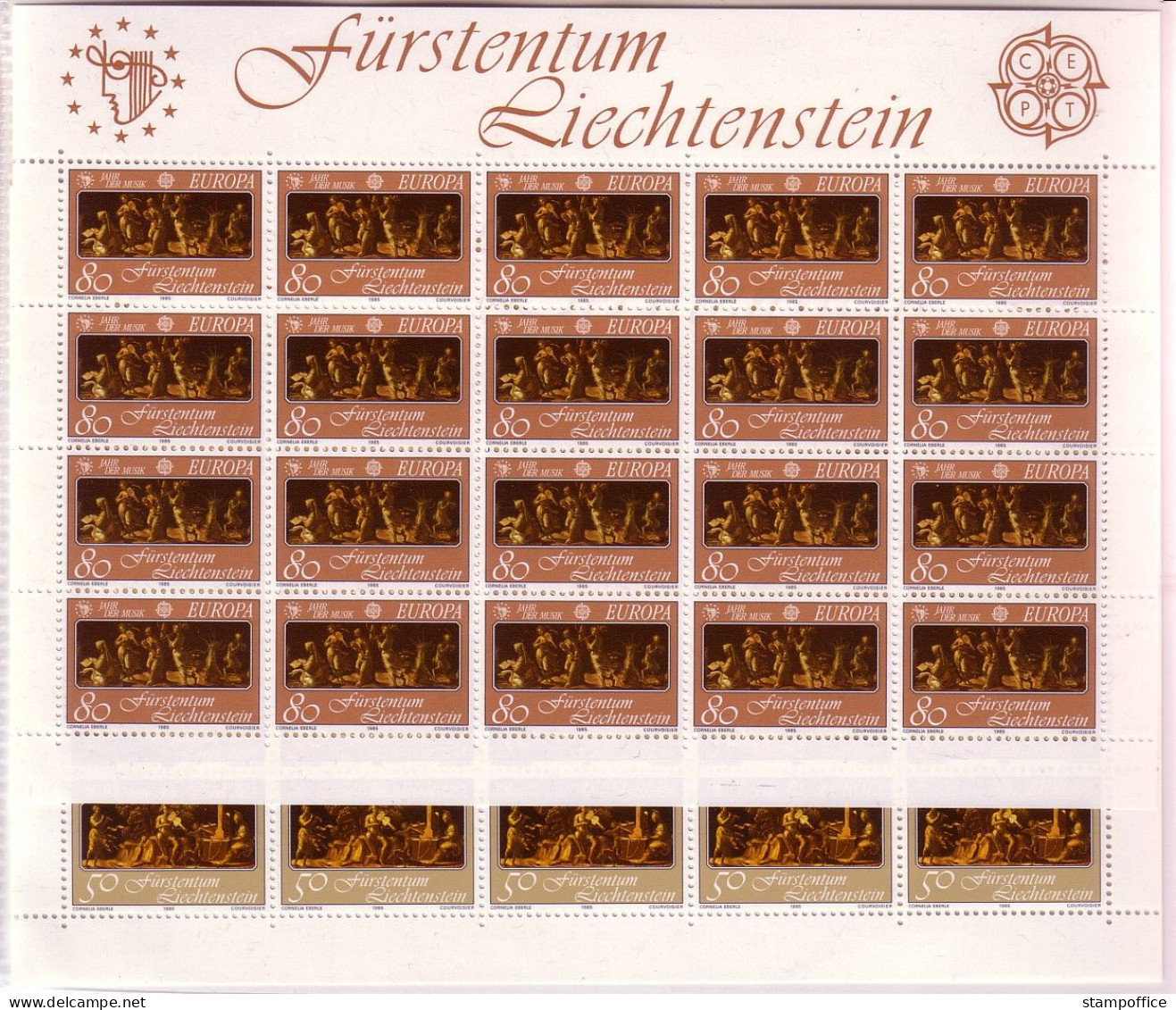 LIECHTENSTEIN MI-NR. 866-867 POSTFRISCH(MINT) KLEINBOGENSATZ EUROPA 1985 MUSIK - 1985