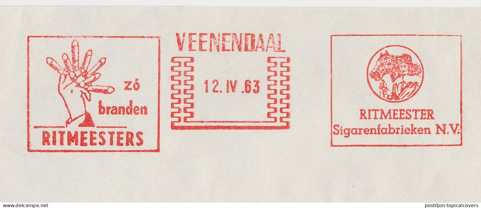 Meter Cover Netherlands 1960 Cigar Factory Ritmeester - Calvary Captain - Horse - Veenendaal - Tobacco