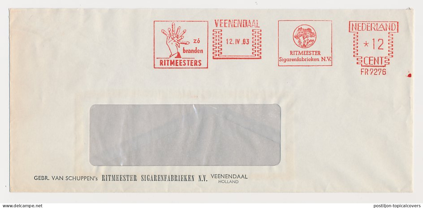 Meter Cover Netherlands 1960 Cigar Factory Ritmeester - Calvary Captain - Horse - Veenendaal - Tobacco