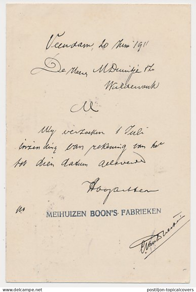 Firma Briefkaart Veendam 1911 - Meihuizen Boon S Fabrieken - Non Classificati