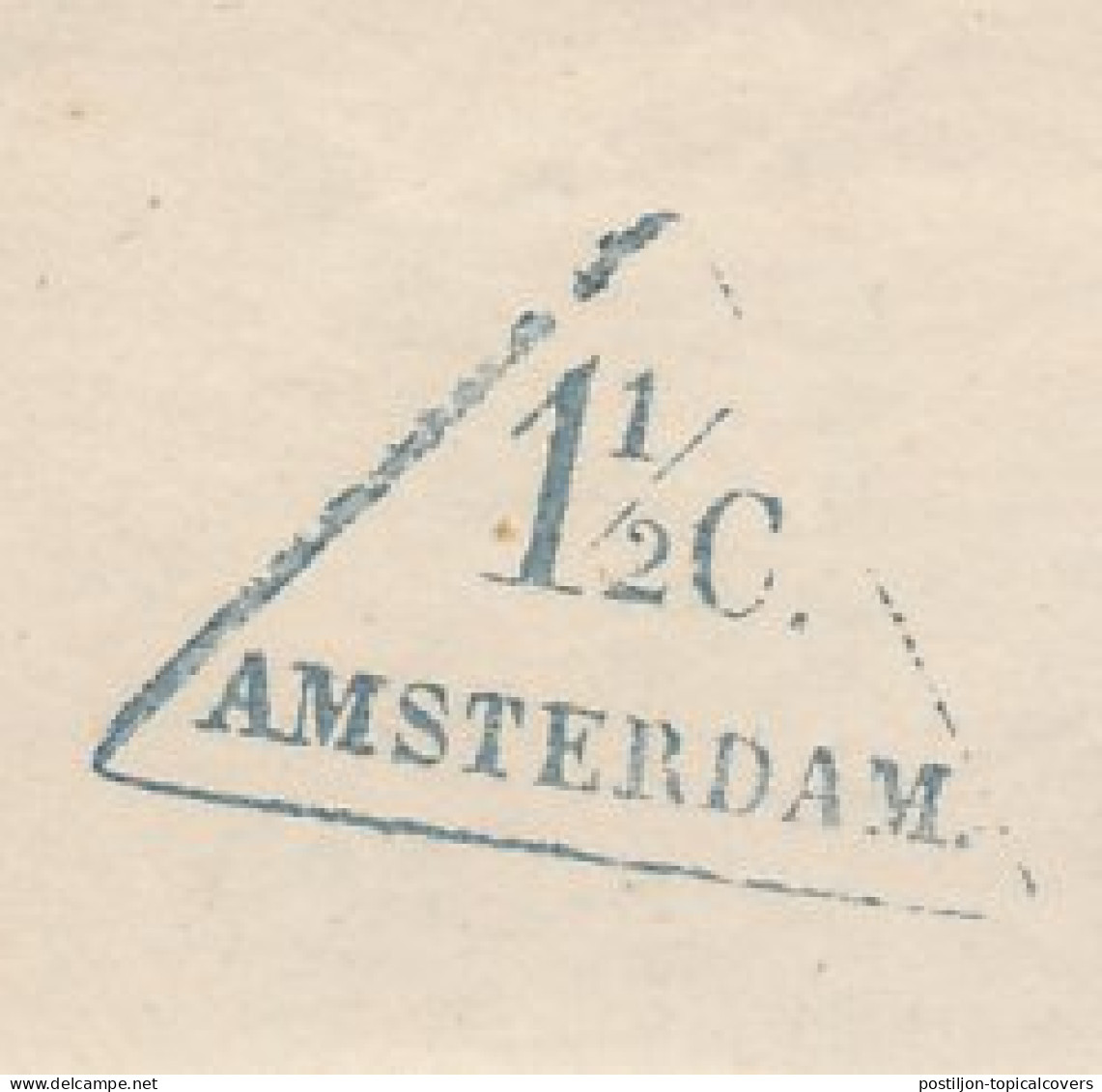 Amsterdam 1 1/2 C. Drukwerk Driehoekstempel 1856 - Fiscali