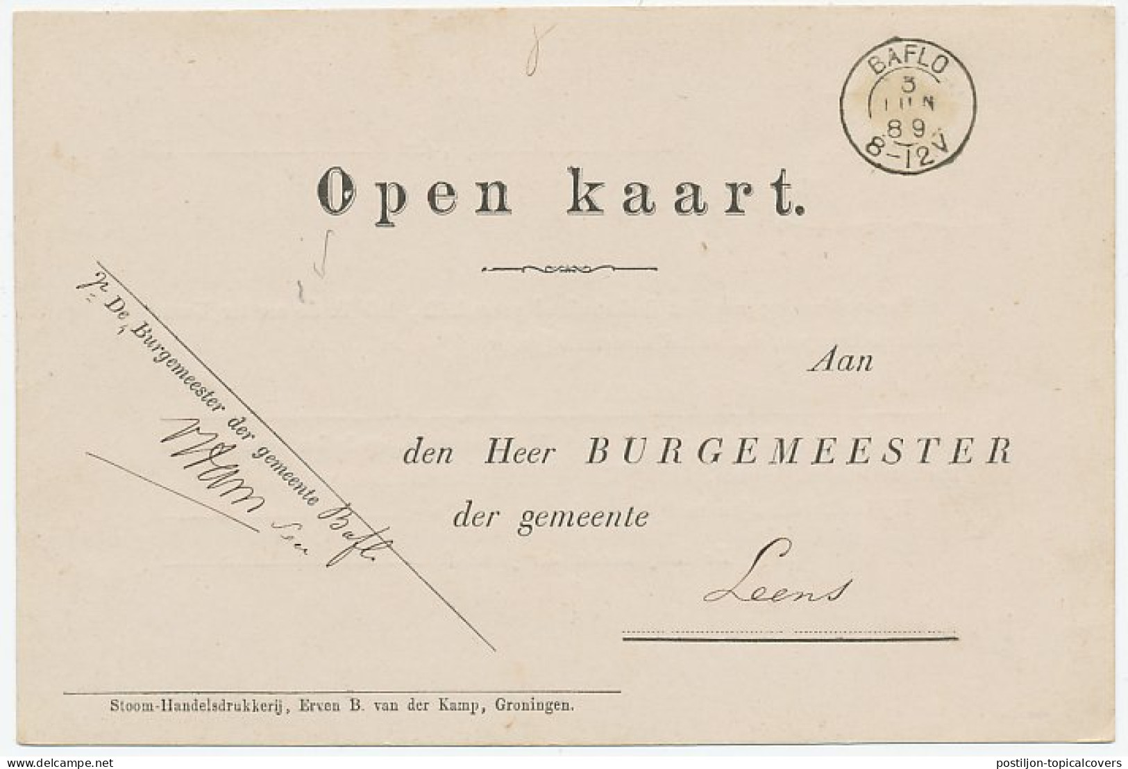 Kleinrondstempel Baflo 1889 - Non Classés