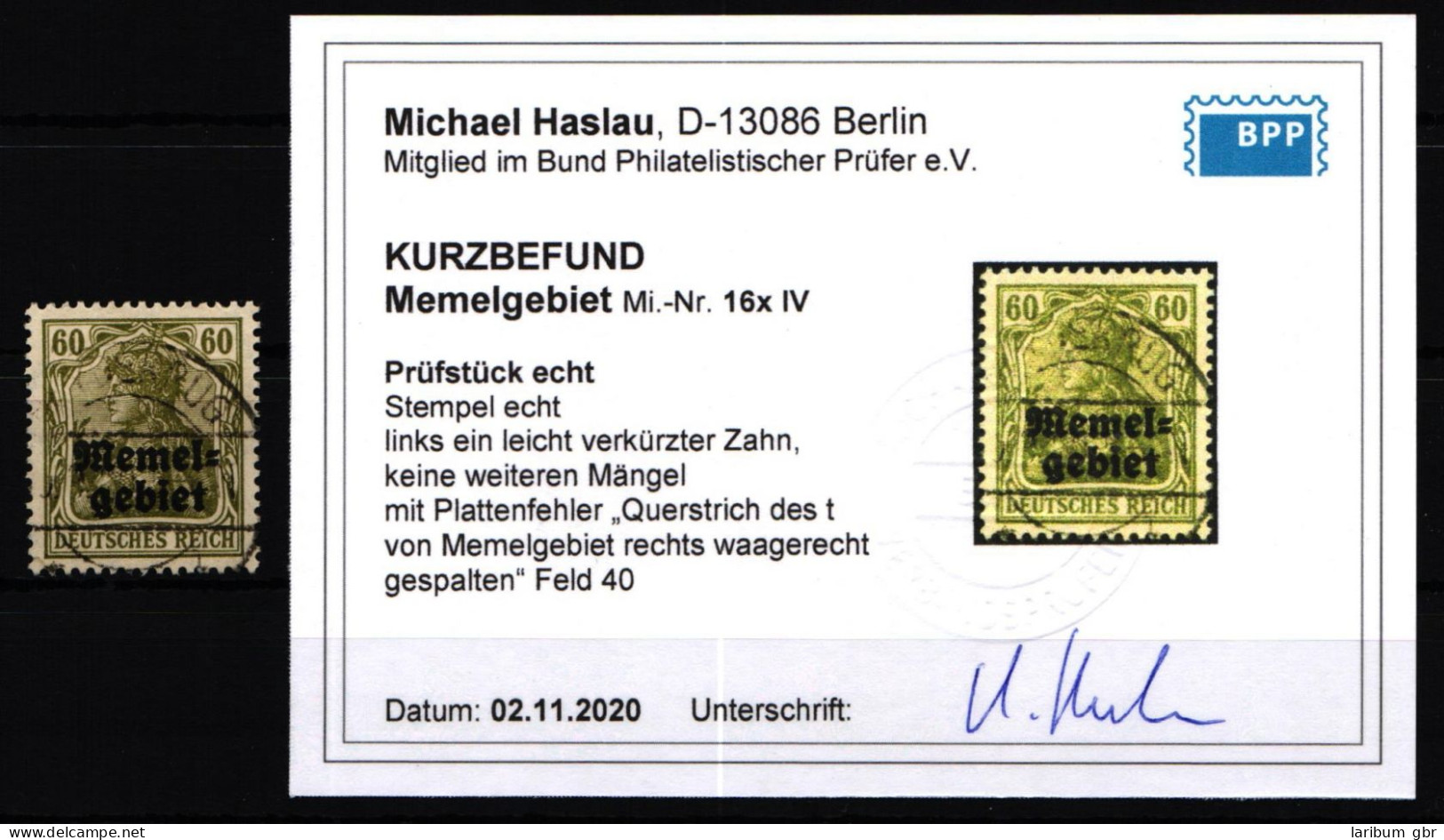 Memel 16 X IV Gestempelt Mit Kurzbefund BPP #KS922 - Memel (Klaïpeda) 1923