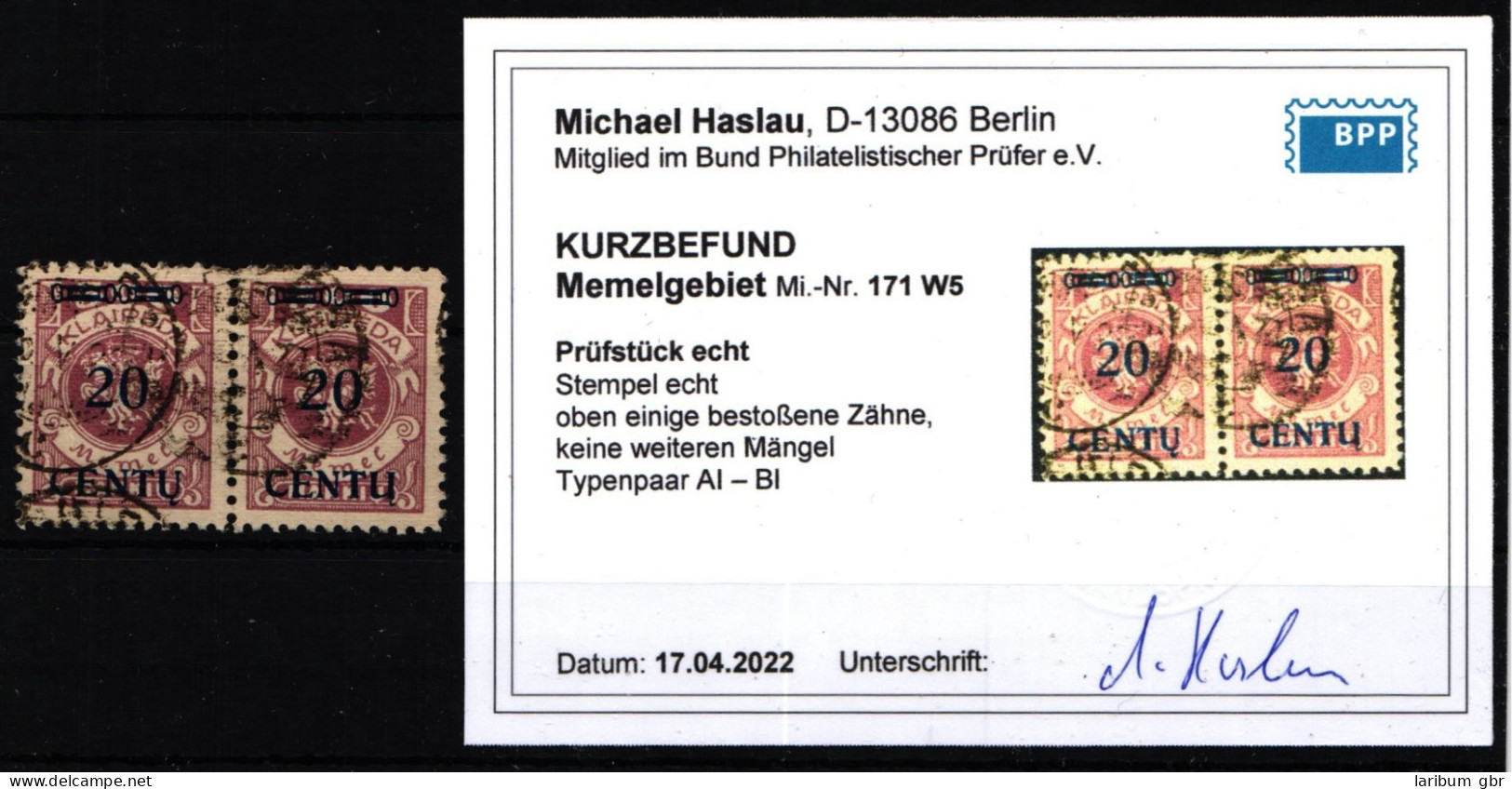 Memel 171 W 5 Gestempelt Mit Kurzbefund BPP #KS886 - Memel (Klaïpeda) 1923