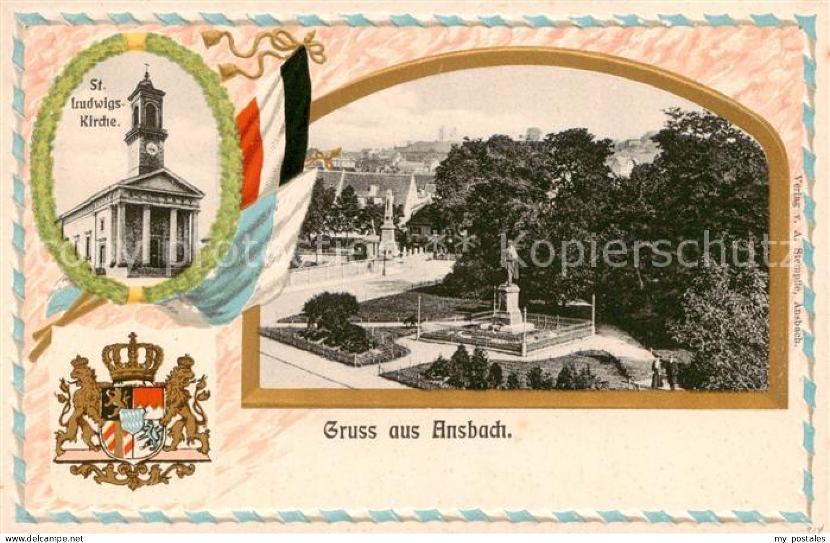 73789992 Ansbach Mittelfranken St. Ludwigs-Kirche U. Denkmal Ansbach Mittelfrank - Ansbach