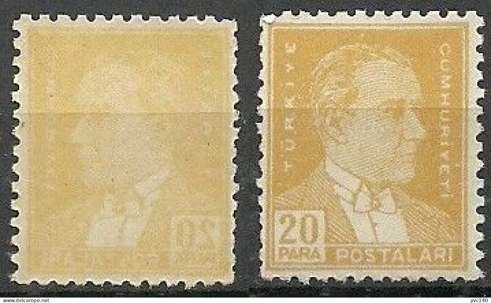 Turkey; 1953 8th Ataturk Issue Stamp 20 P. "Abklatsch ERROR MNH** - Ungebraucht