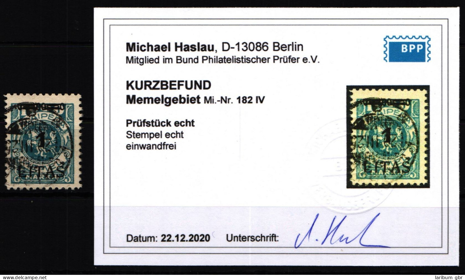 Memel 182 IV Gestempelt Mit Kurzbefund BPP #KS821 - Memel (Klaïpeda) 1923