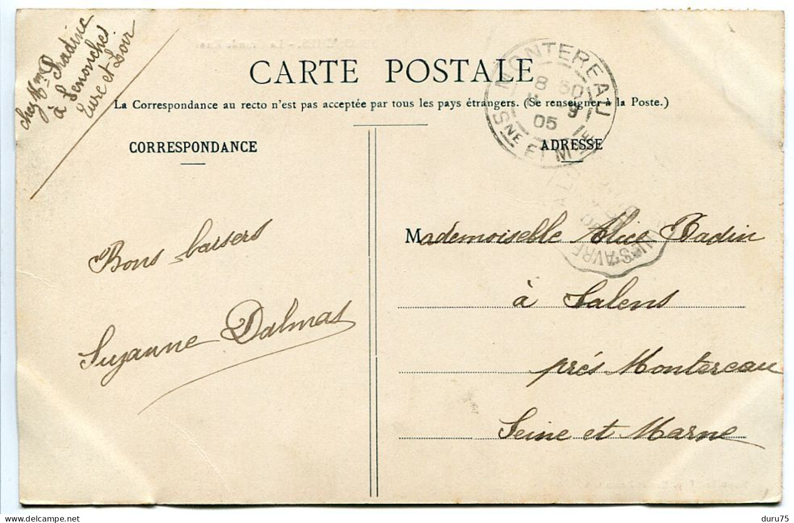 CPA 1905 - SENONCHES La Grande Rue (clocher église à Gauche) Voyagé  - Décollement Partiel Feuillets * Imprimerie Massot - Other & Unclassified