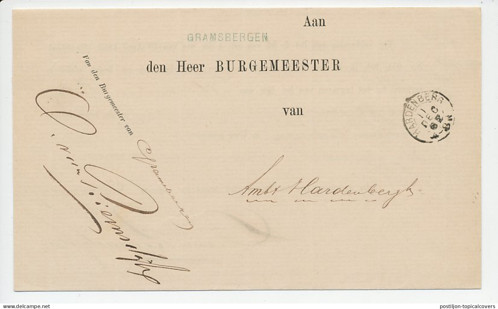 Naamstempel Gramsbergen 1882 - Brieven En Documenten