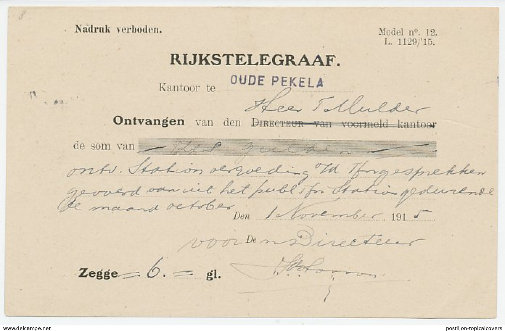 Telegraaf Kwitantie Oude Pekela 1915 - Non Classificati