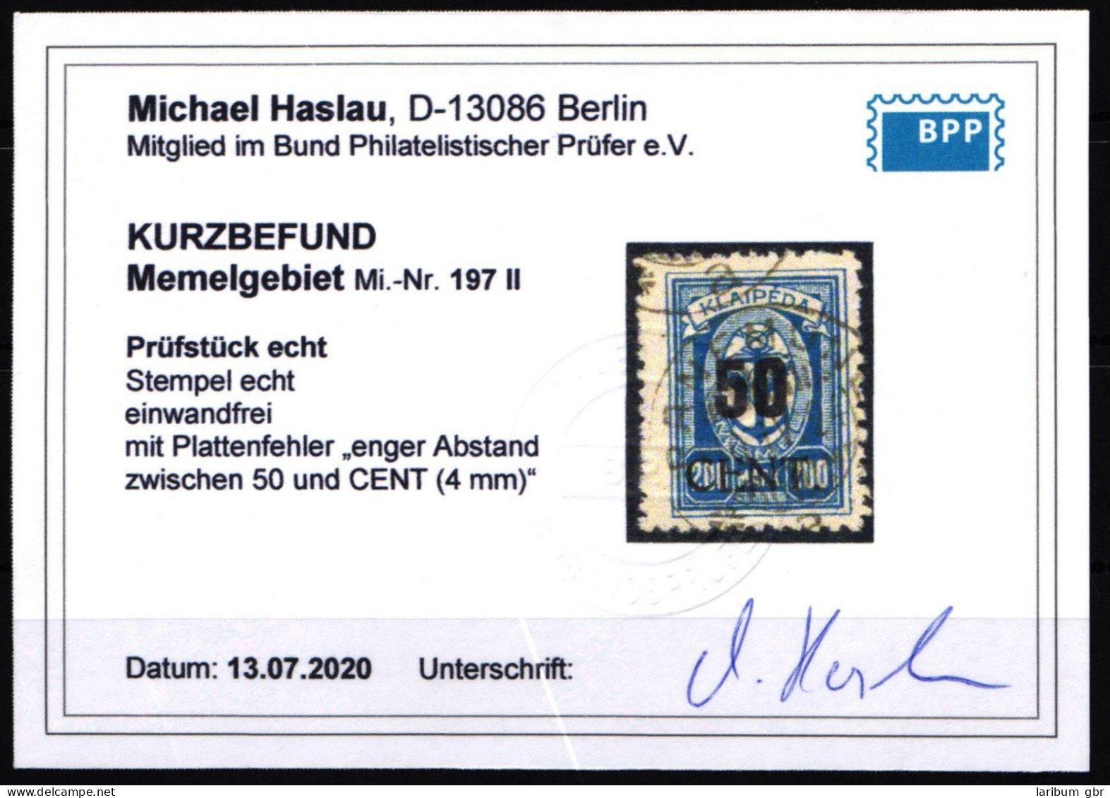 Memel 197 II Gestempelt Mit Kurzbefund BPP #KS946 - Memelgebiet 1923