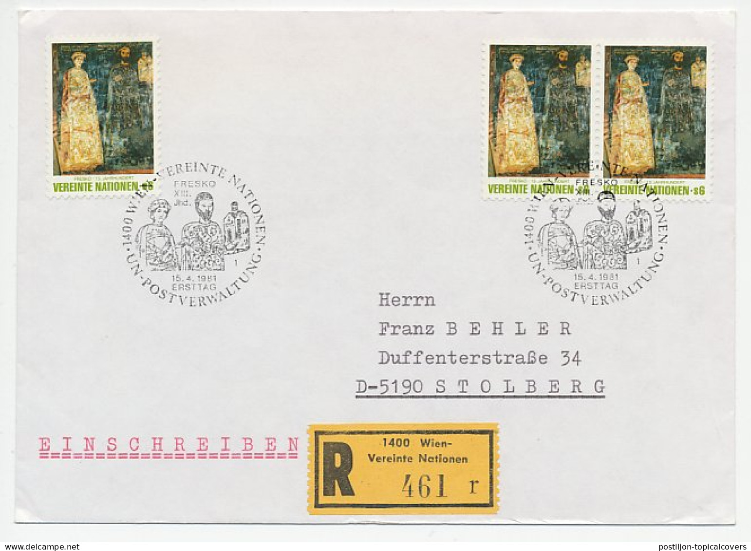 Registered Cover / Postmark United Nations 1981 Fresco S - Altri & Non Classificati