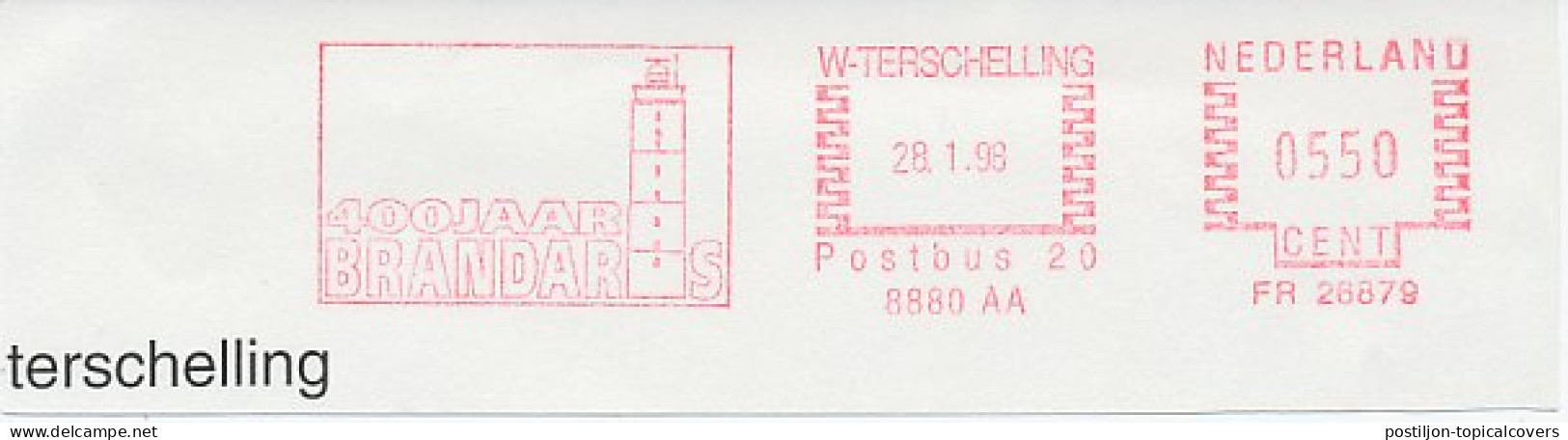 Meter Cut Netherlands 1998 Lighthouse - 400 Years Brandaris - Phares