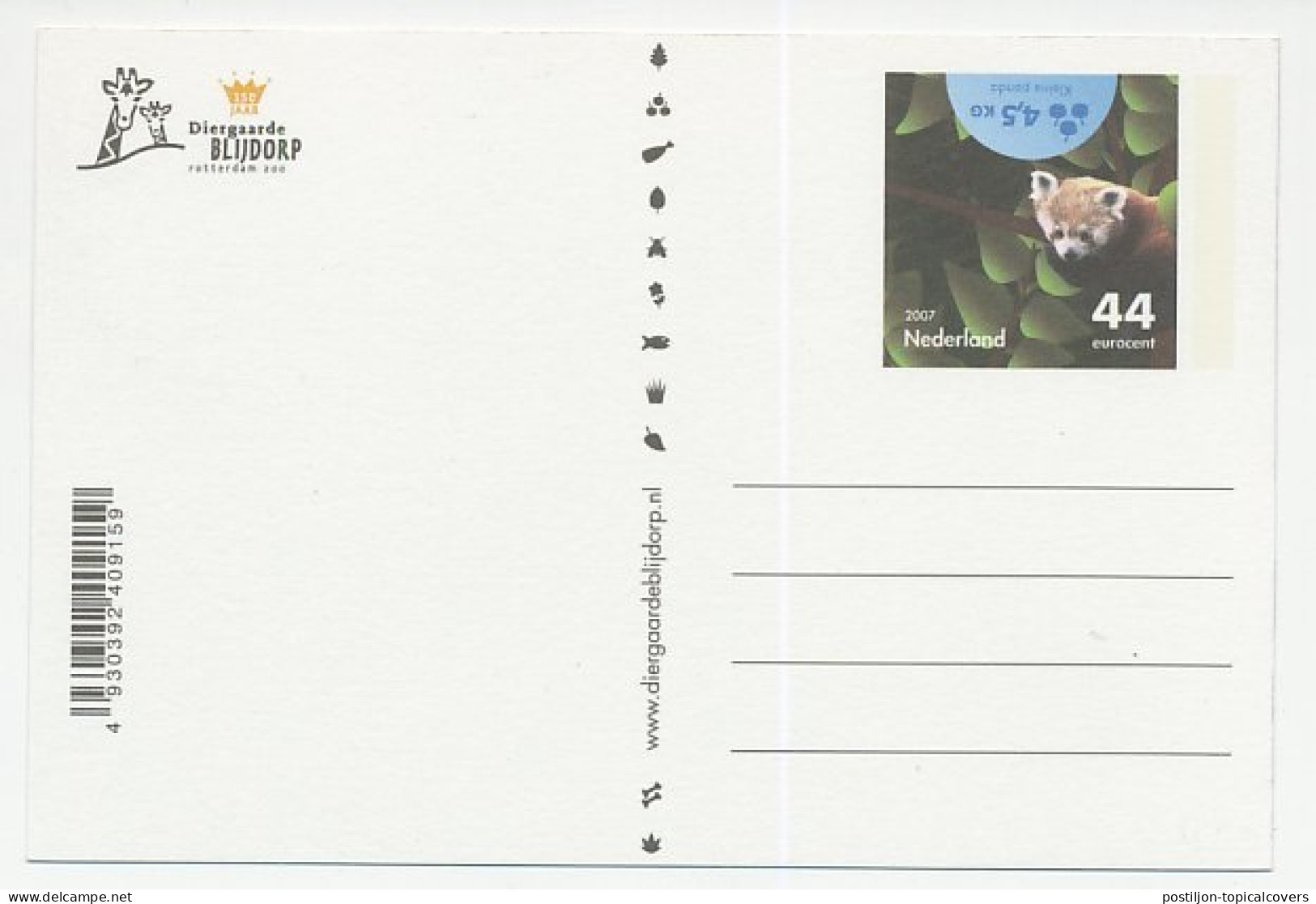 Postal Stationery Netherlands 2000 Panda - Zoo Rotterdam - Sonstige & Ohne Zuordnung