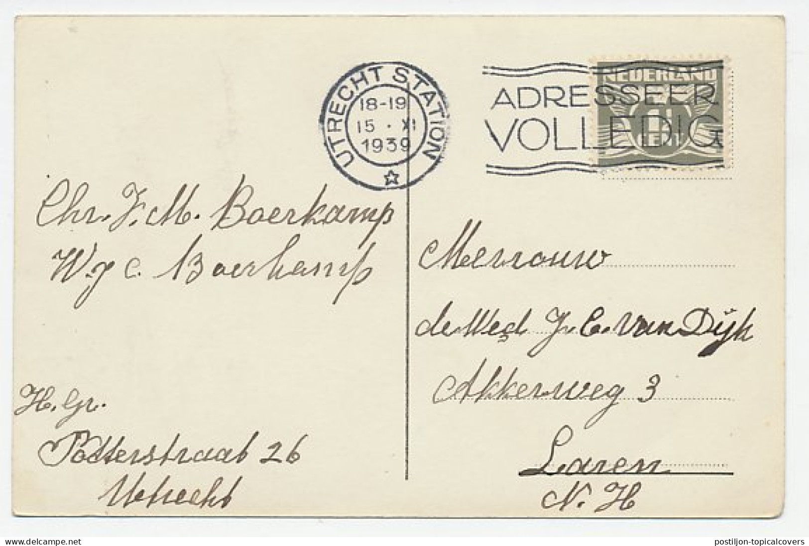 Prentbriefkaart Postkantoor Utrecht1939 - Sonstige & Ohne Zuordnung