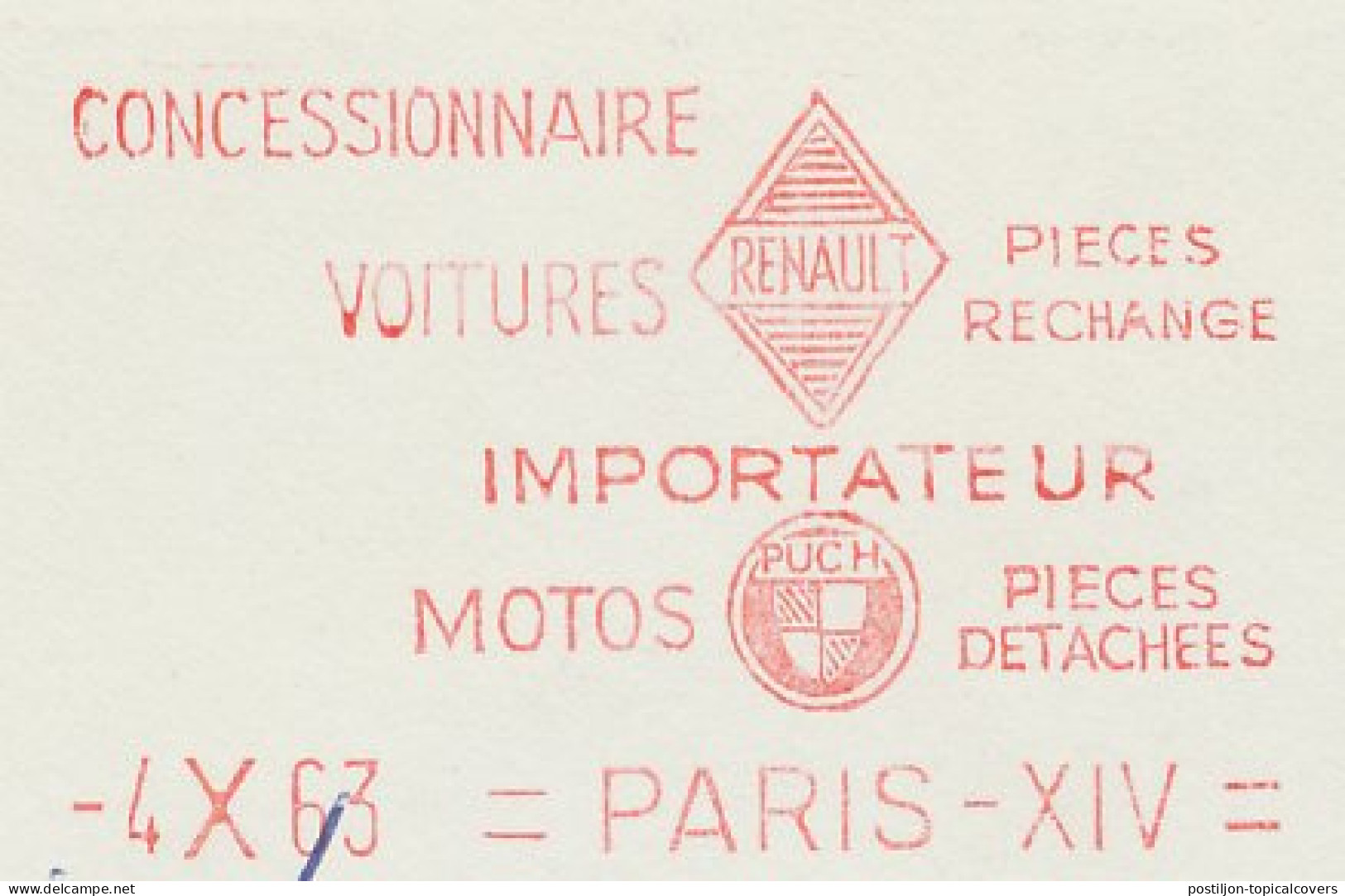 Meter Cut France 1963 Motorcycle - Puch - Car - Renault - Motorfietsen
