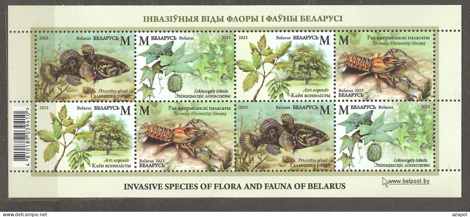 Belarus: Mint Block, Invasive Species Of Flora And Fauna Of Belarus, 2023, Mi#Bl-226, MNH. - Wit-Rusland