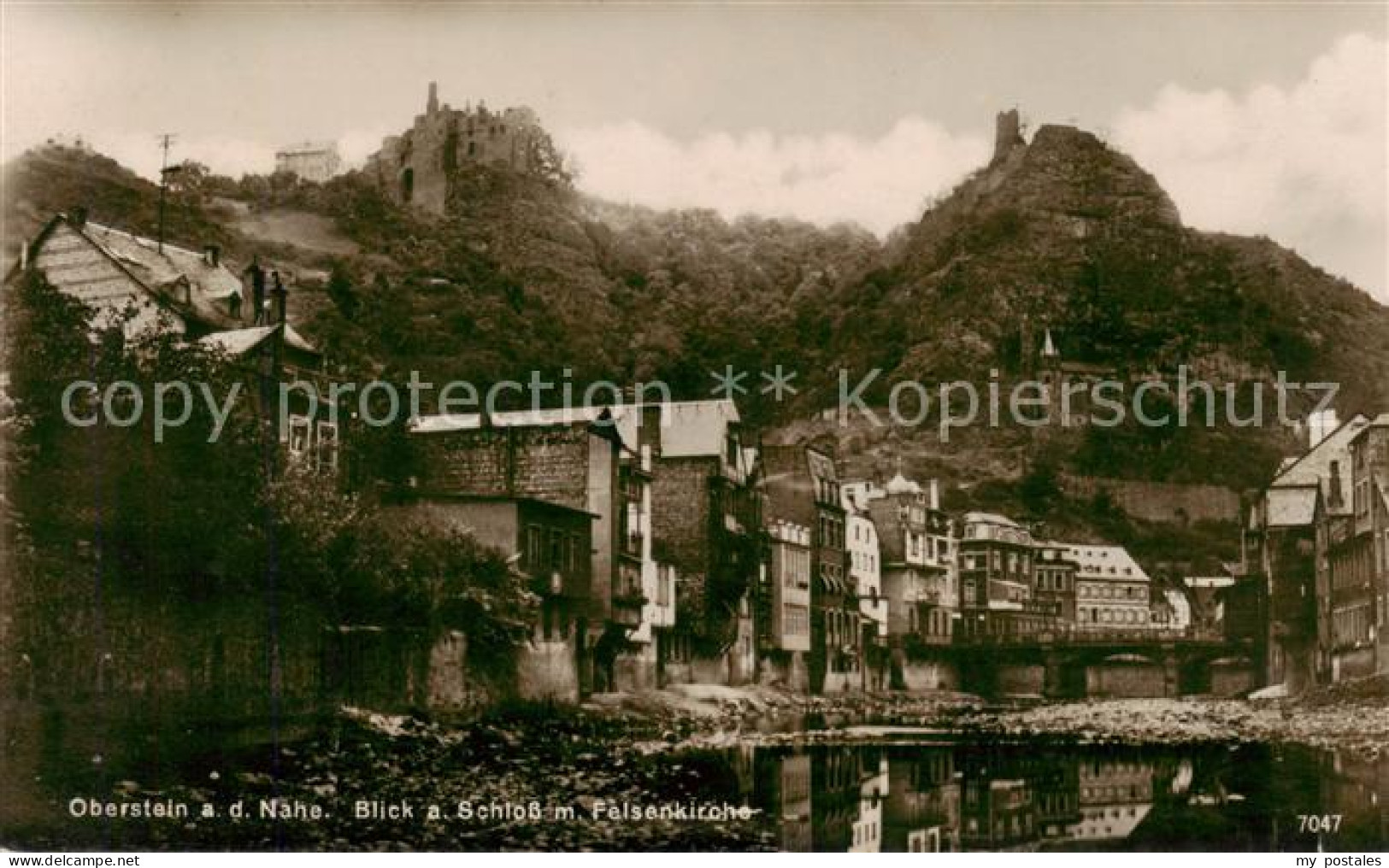 73789945 Oberstein Nahe Haeuserpartie An Der Nahe Blick Zum Schloss Felsenkirche - Idar Oberstein