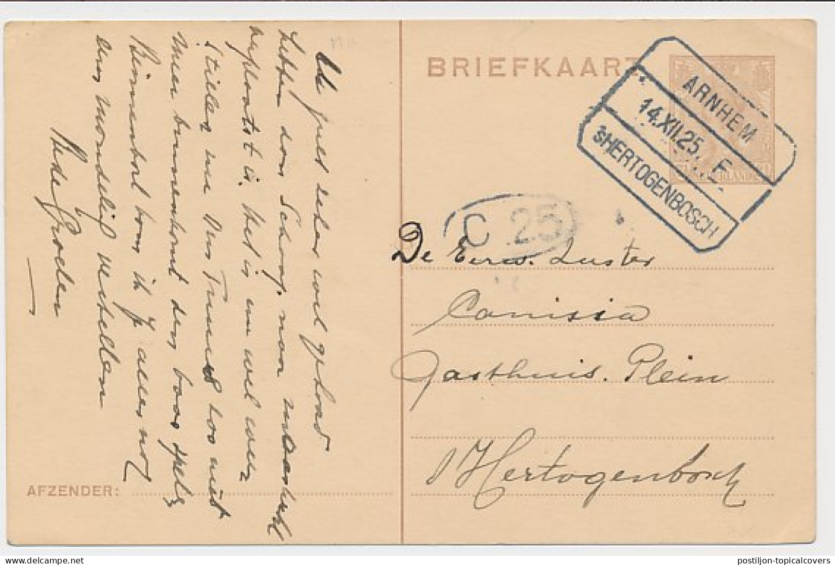 Treinblokstempel : Arnhem - S Hertogenbosch F 1925 ( Uden ) - Non Classificati