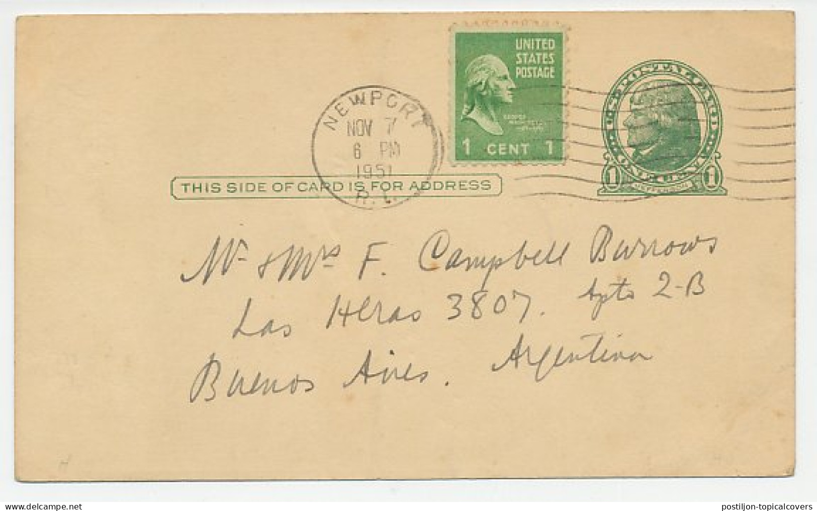 Postal Stationery USA 1951 New Port - Rhode Island - Geography