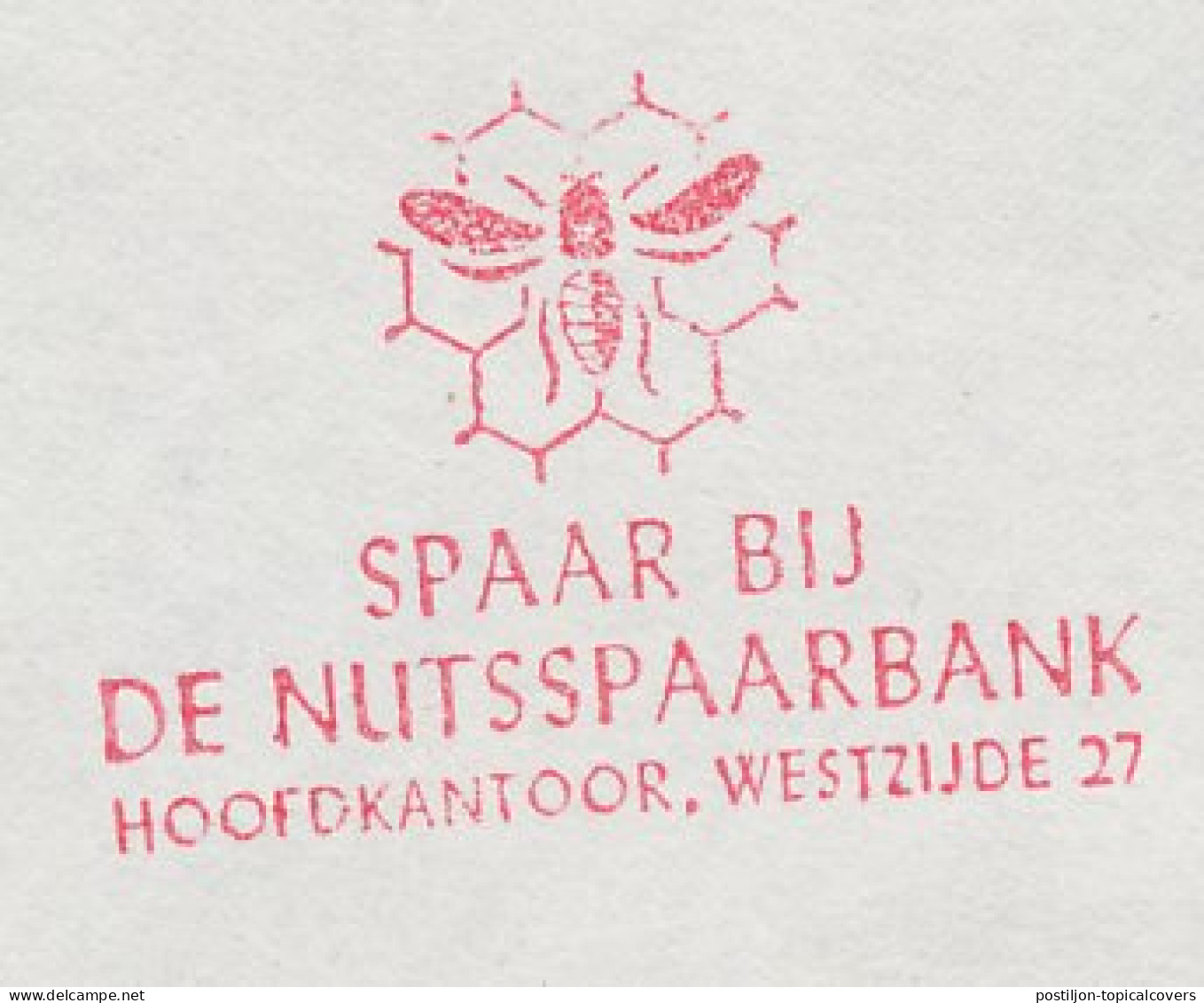 Meter Cover Netherlands 1969 Bee - Savings Bank - Zaandam - Otros & Sin Clasificación