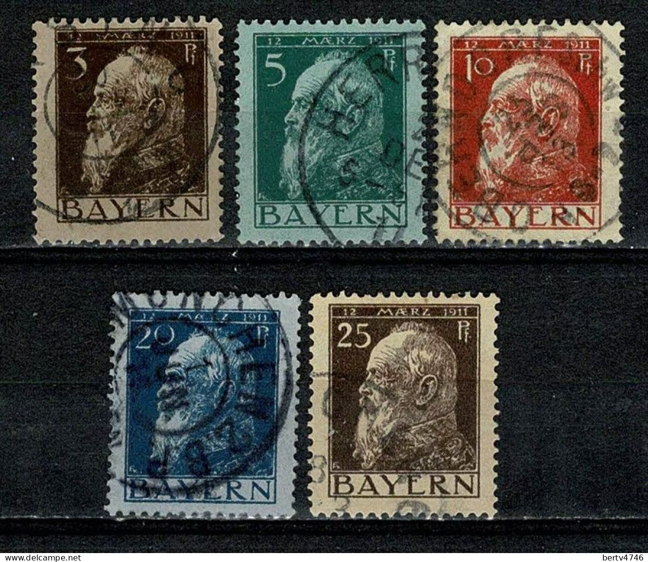 Bayern 1911 Mi 76/80, Yv 76/80 Gebr./obl./used - Oblitérés