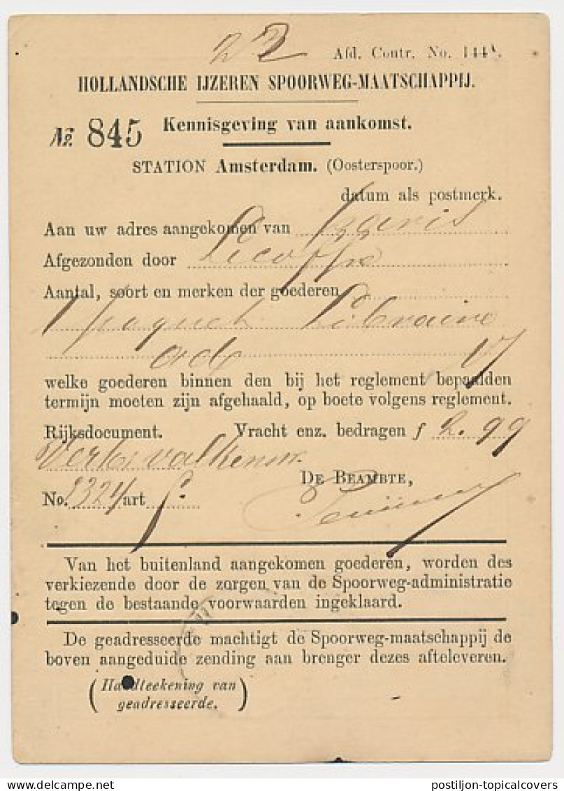 Spoorwegbriefkaart G. HYSM7 C - Locaal Te Amsterdam 1877 - Postal Stationery