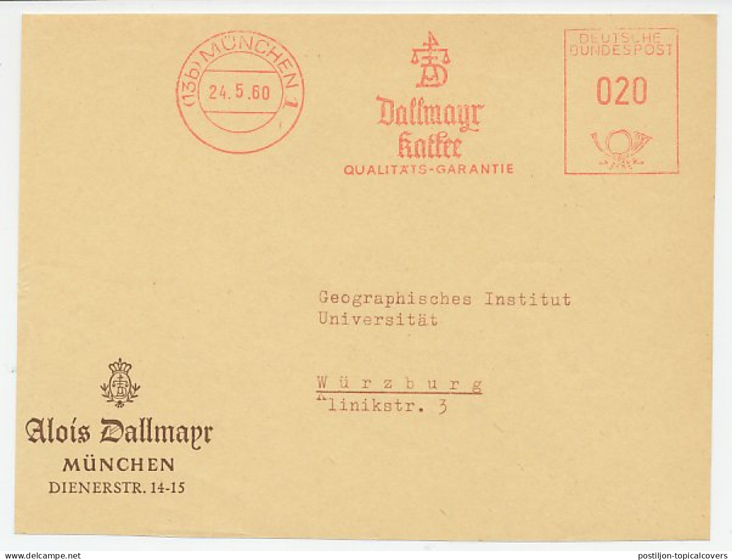 Meter Cover Front Germany 1960 Coffee - Dallmayr - Scale - Sonstige & Ohne Zuordnung