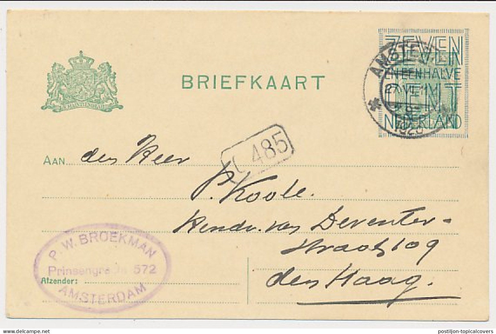 Briefkaart G. 131 II Amsterdam - Den Haag 1923 - Postal Stationery