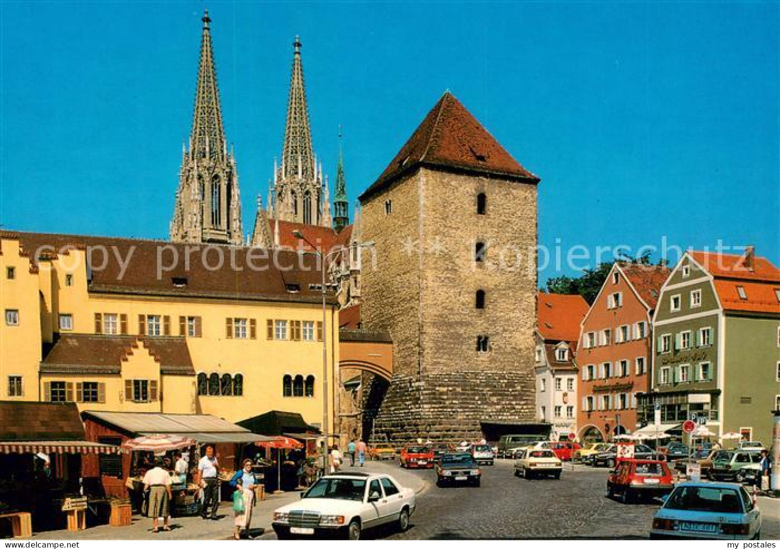 73789928 Regensburg Alter Kornmarkt Kirchtuerme Regensburg - Regensburg