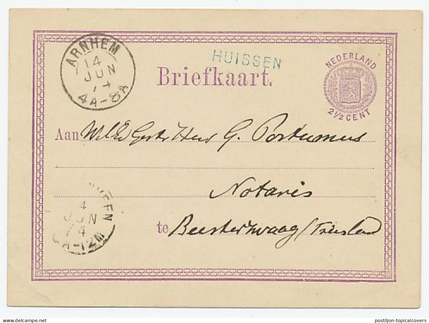 Naamstempel Huissen 1874 - Cartas & Documentos