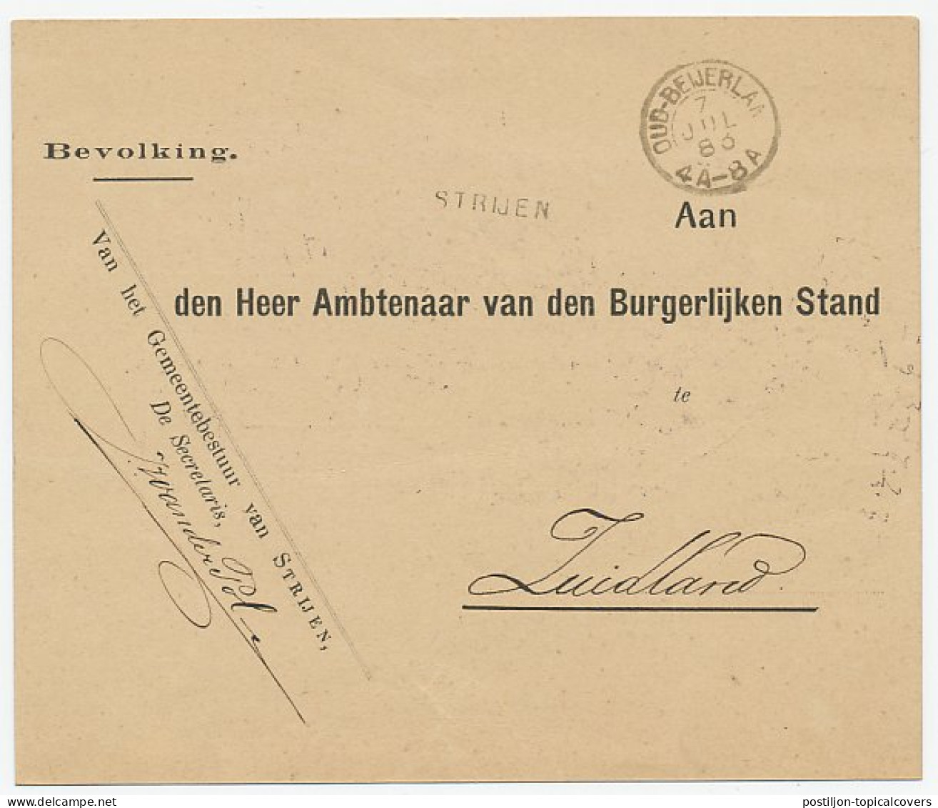 Naamstempel Strijen 1883 - Brieven En Documenten