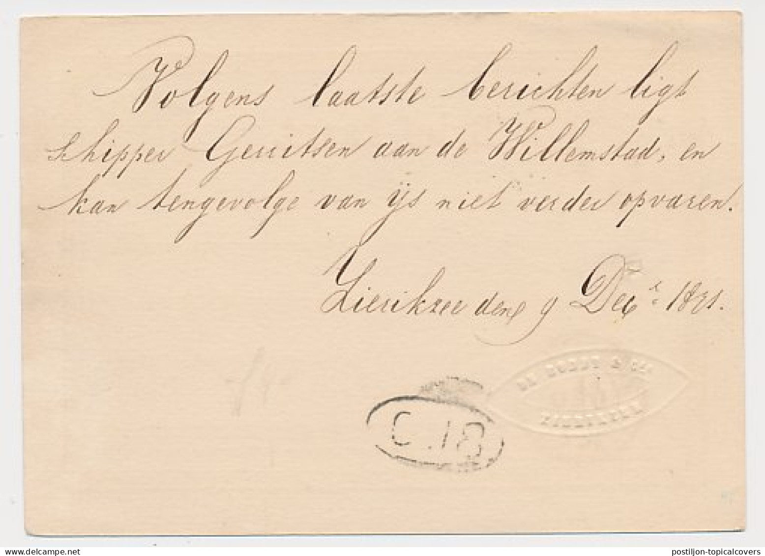 Briefkaart G. 1 Firma Blinddruk Zierikzee 1871 - Postal Stationery