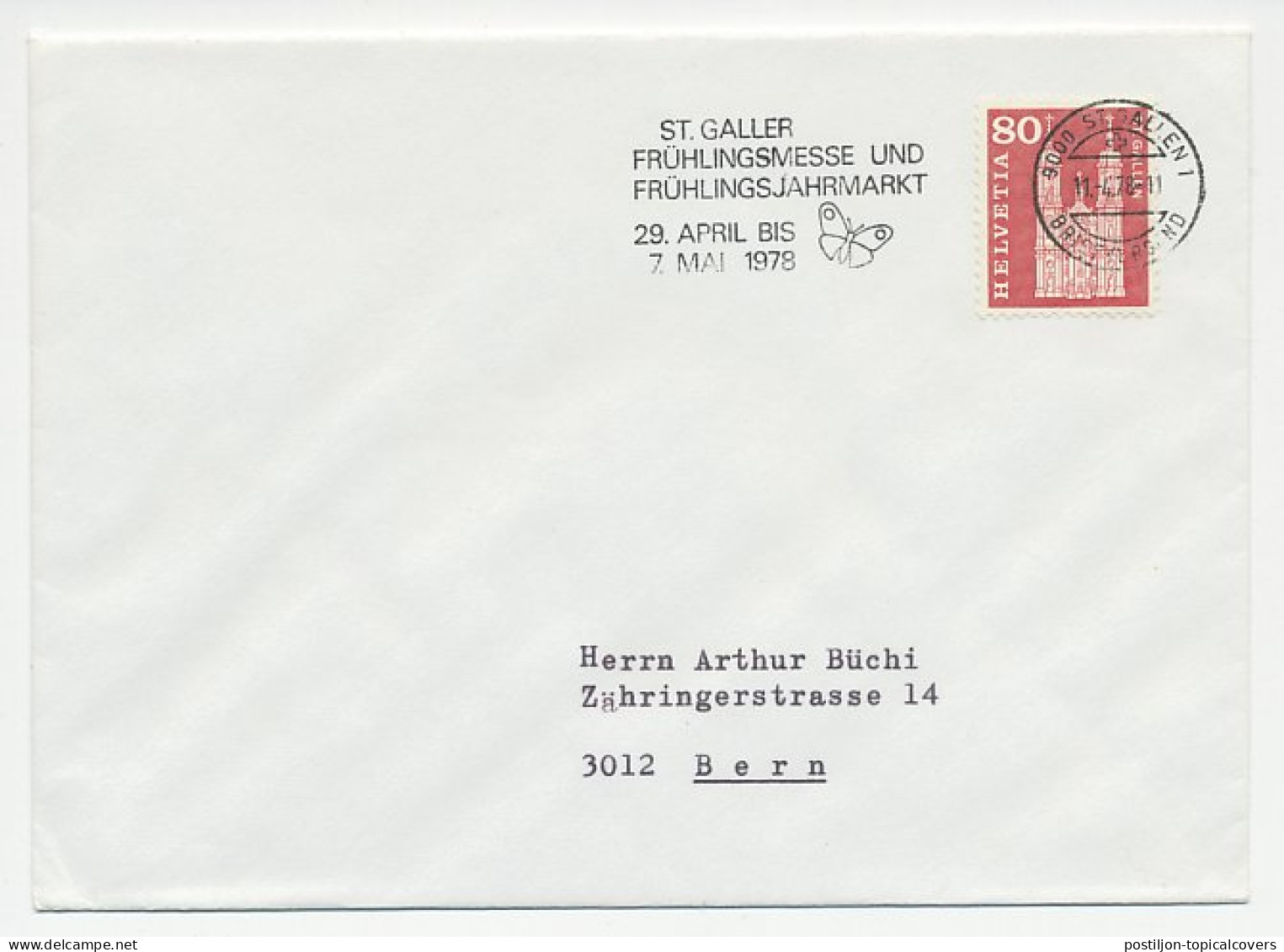 Cover / Postmark Switzerland 1978 Butterfly - Spring Fair - Other & Unclassified