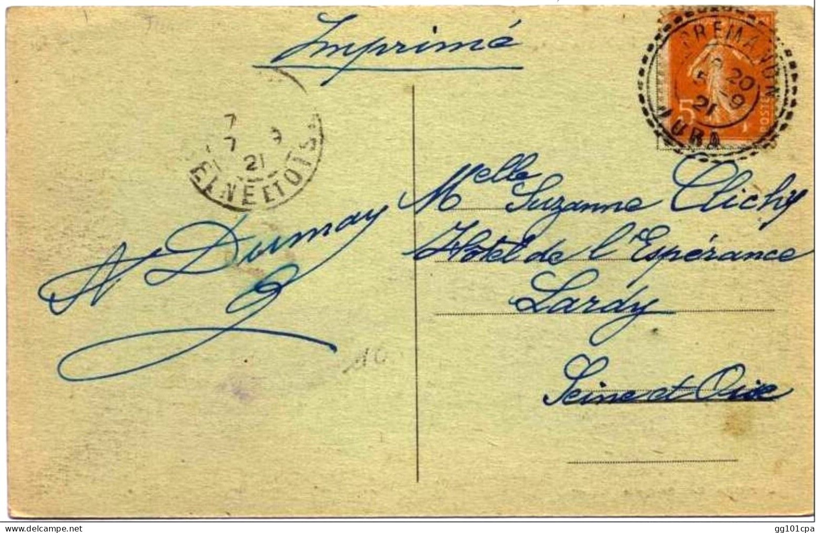 Cachet Perlé Facteur Boitier "Prémanon Jura 1921" CP Morez - Paiement Par MANGOPAY Uniquement - Manual Postmarks