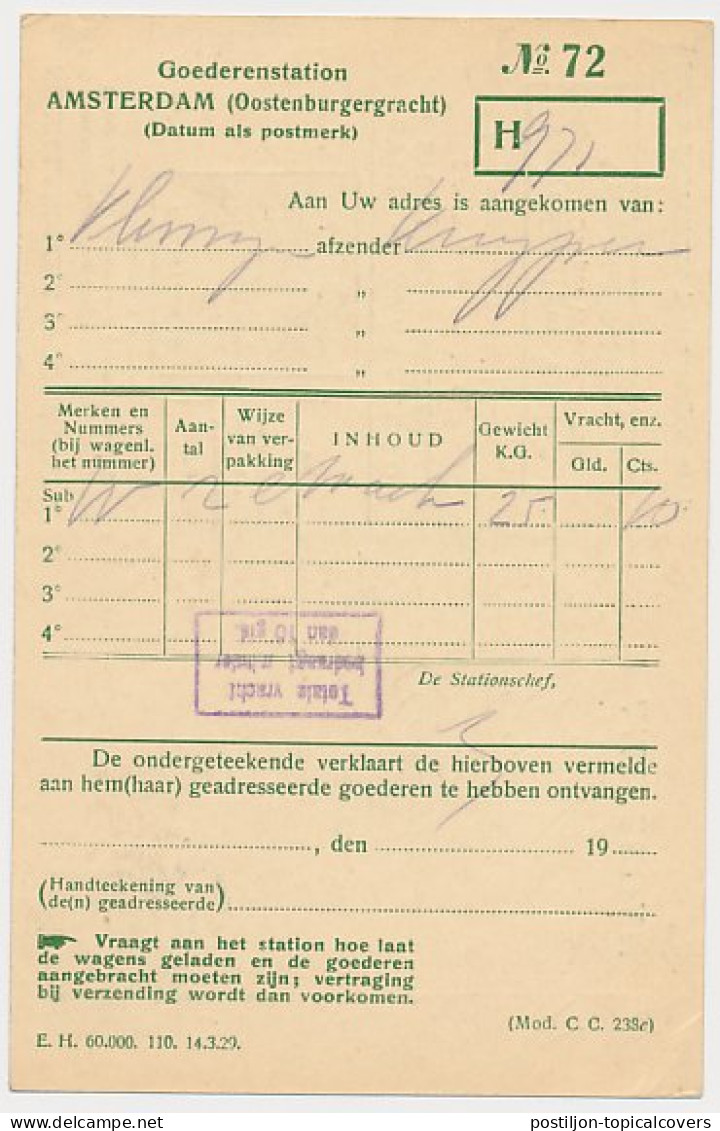 Spoorwegbriefkaart G. NS222 F - Locaal Te Amsterdam 1930 - Postal Stationery