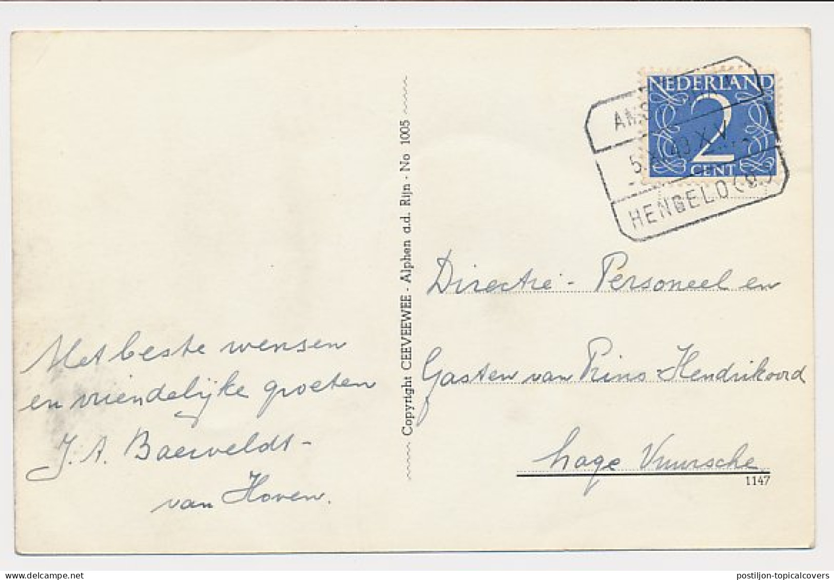 Treinblokstempel : Amsterdam - Hengelo (O.) XV 1949 - Non Classés