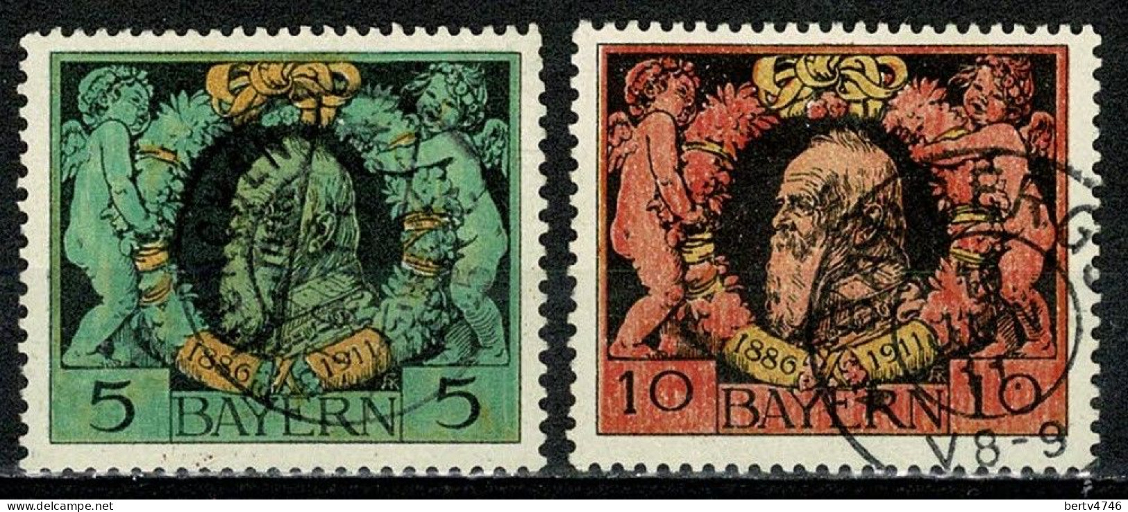 Bayern 1911 Mi 92/93, Yv 92/93 Gebr./obl./used München / Bamberg - Oblitérés