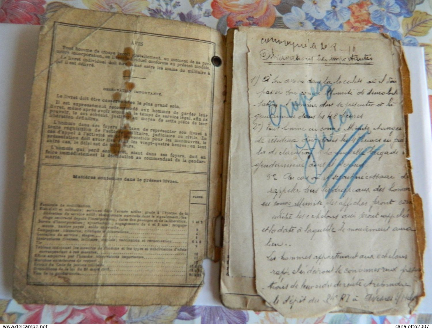 MILITARIA : LIVRET MILITAIRE FRANCAIS  DE CRAPEZ  JULES DE OHAIN CLASSE 1908 - Documents