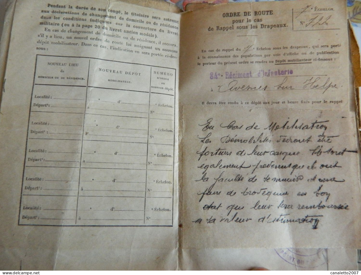 MILITARIA : LIVRET MILITAIRE FRANCAIS  DE CRAPEZ  JULES DE OHAIN CLASSE 1908 - Documentos