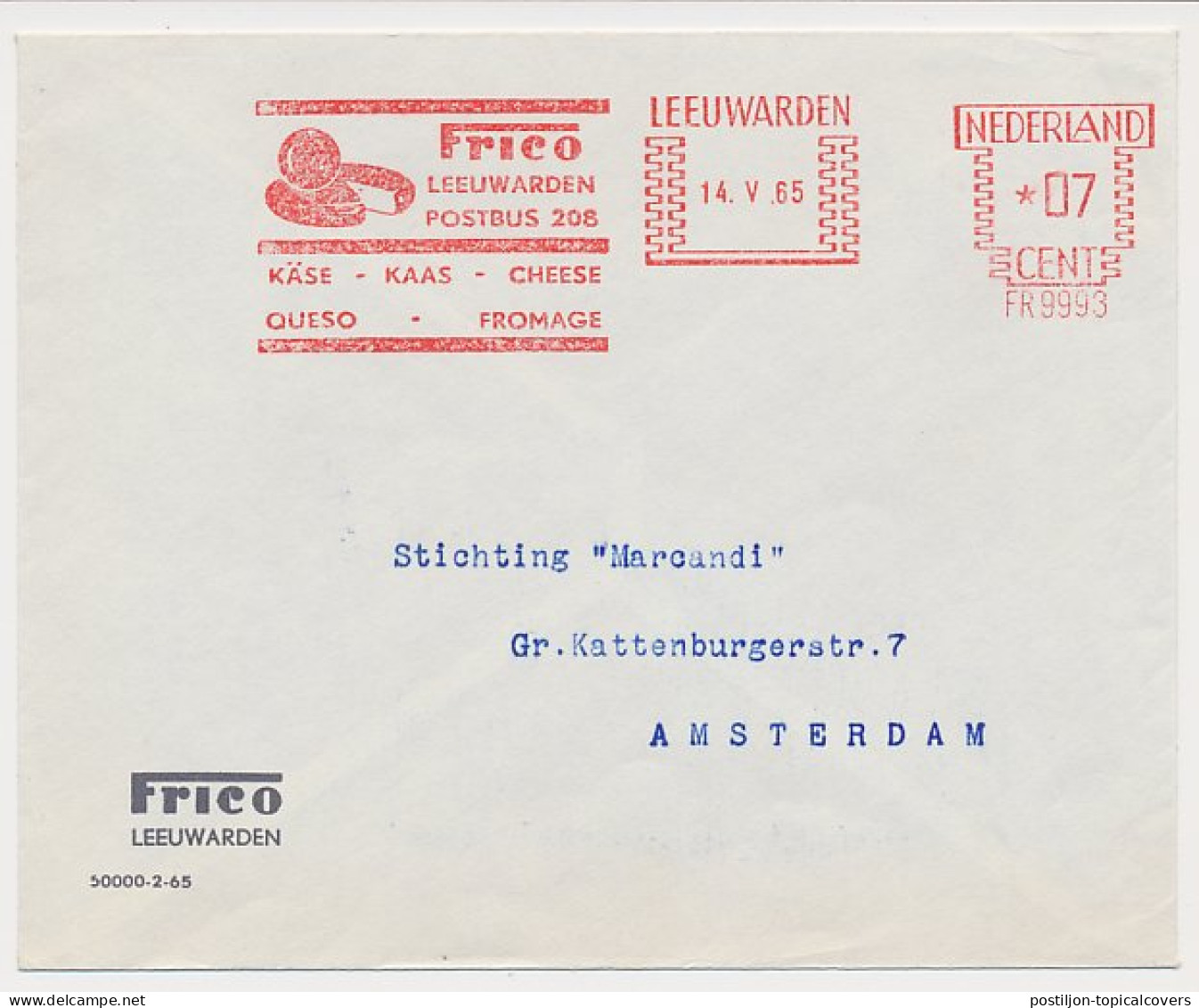 Meter Cover Netherlands 1965 Cheese - Frico - Leeuwarden - Alimentación