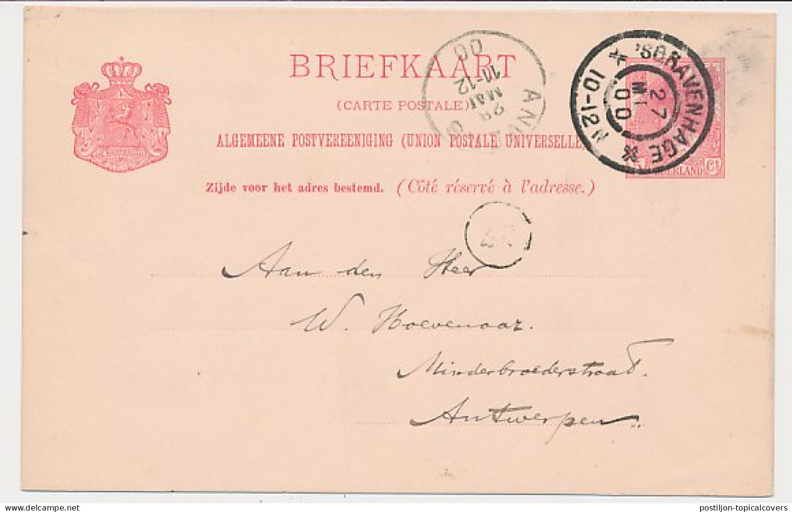 Briefkaart G. 53 A Den Haag - Belgie 1900 - Postal Stationery