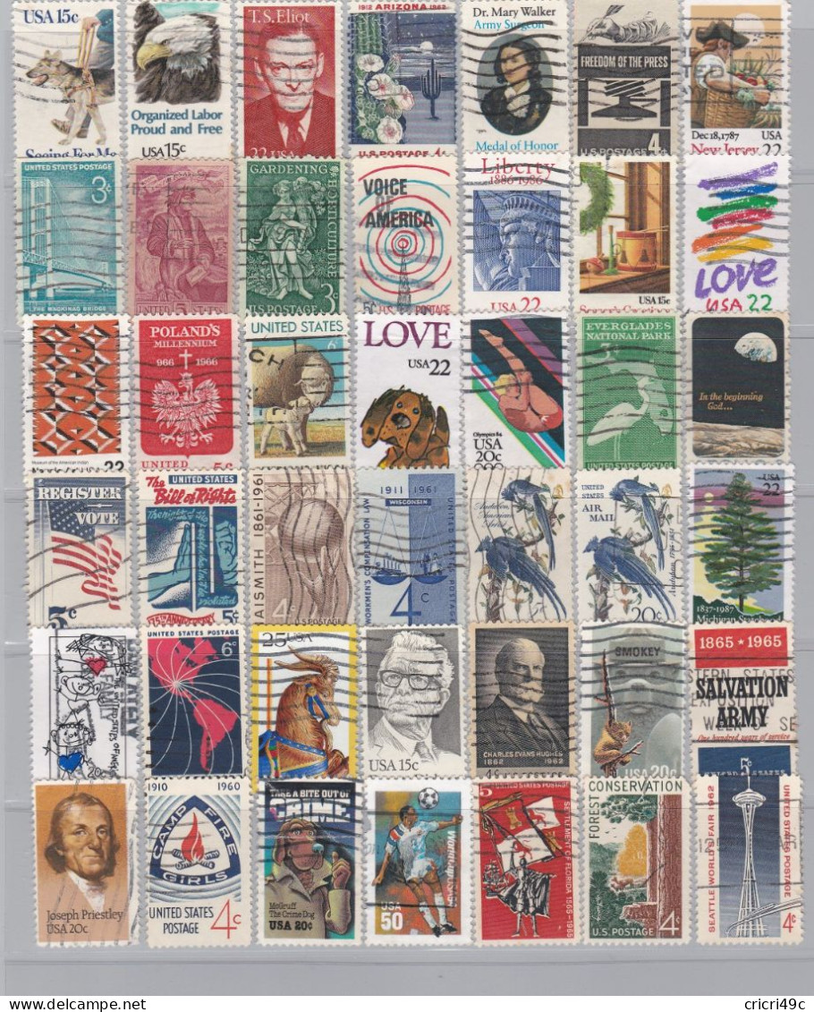 Etats-Unis 1 Lot De 42 Timbres Oblitérés  (80) - Collections (sans Albums)