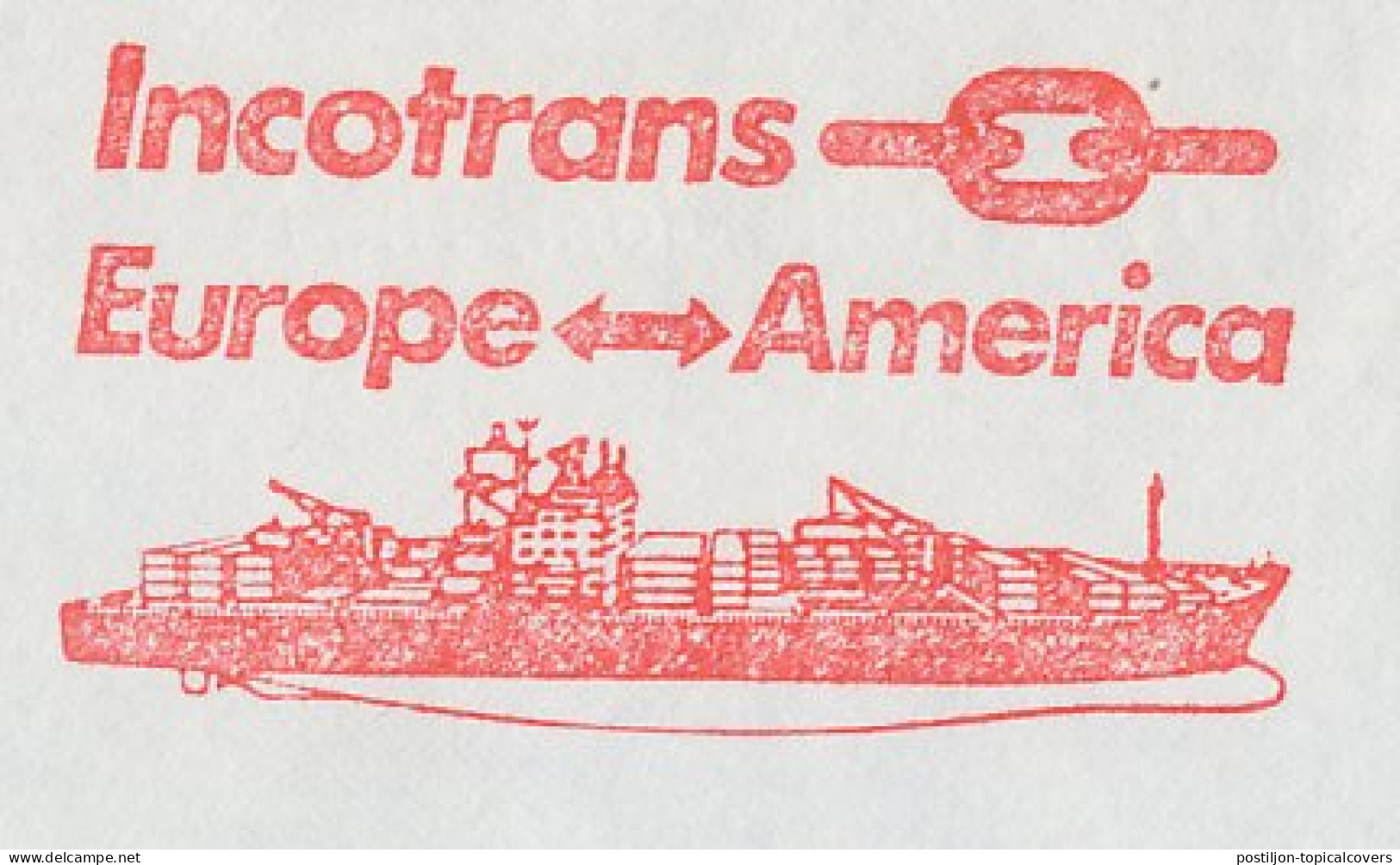 Meter Cover Netherlands 1985 Cargo Ship - Incotrans - Europe - America - Altri & Non Classificati