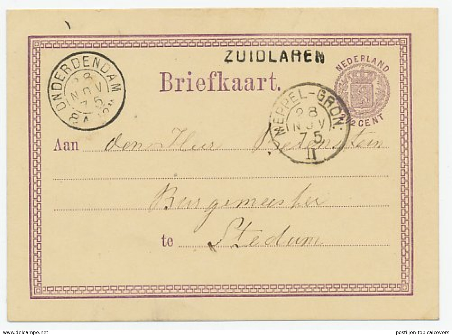 Naamstempel Zuidlaren 1875 - Cartas & Documentos