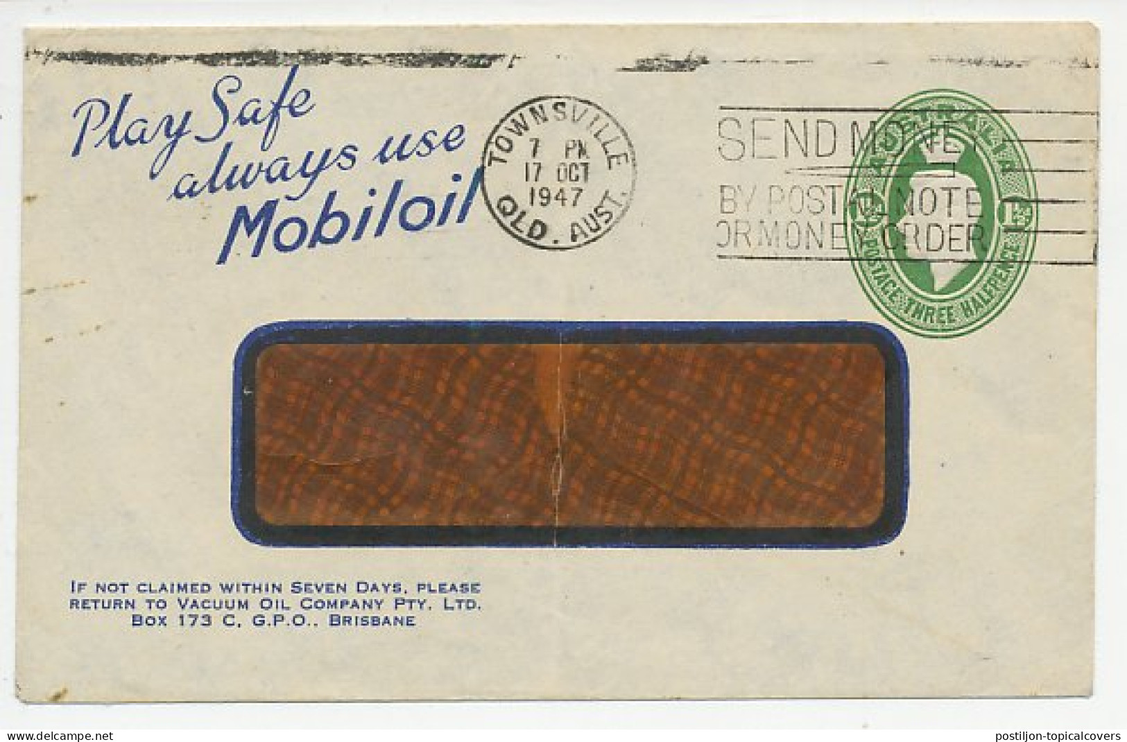 Postal Stationery Australia 1947 Oil - Mobiloil - Vacuum Oil Company - Other & Unclassified